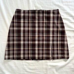 Aritzia Tatiana Plaid Mini Skirt – Brown & Cream (Size 2, fits like 0)